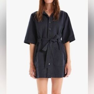 mother the elbow grease mini dress in faded black